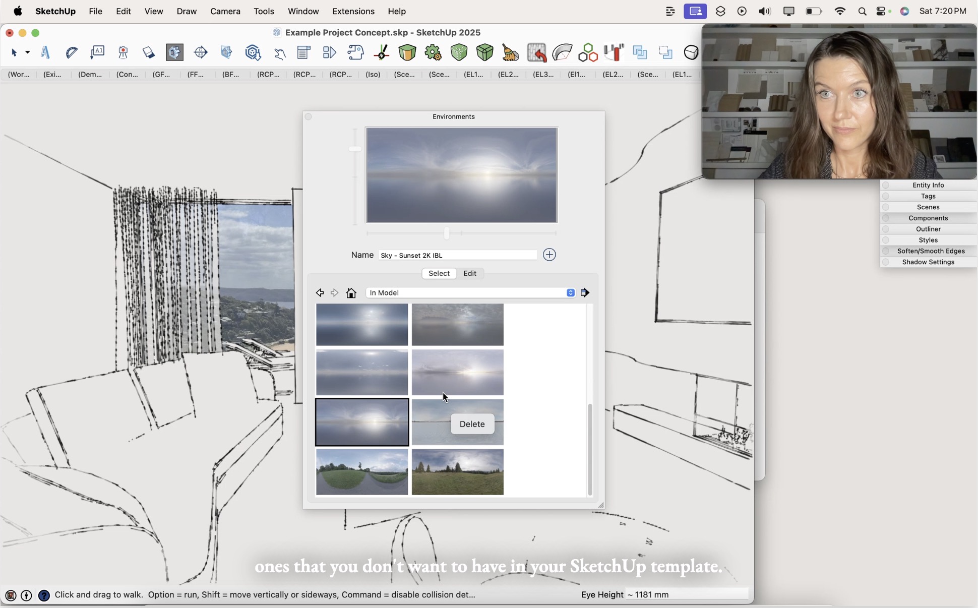 02.3. SketchUp 2025 updates including environment settings, HDRI maps