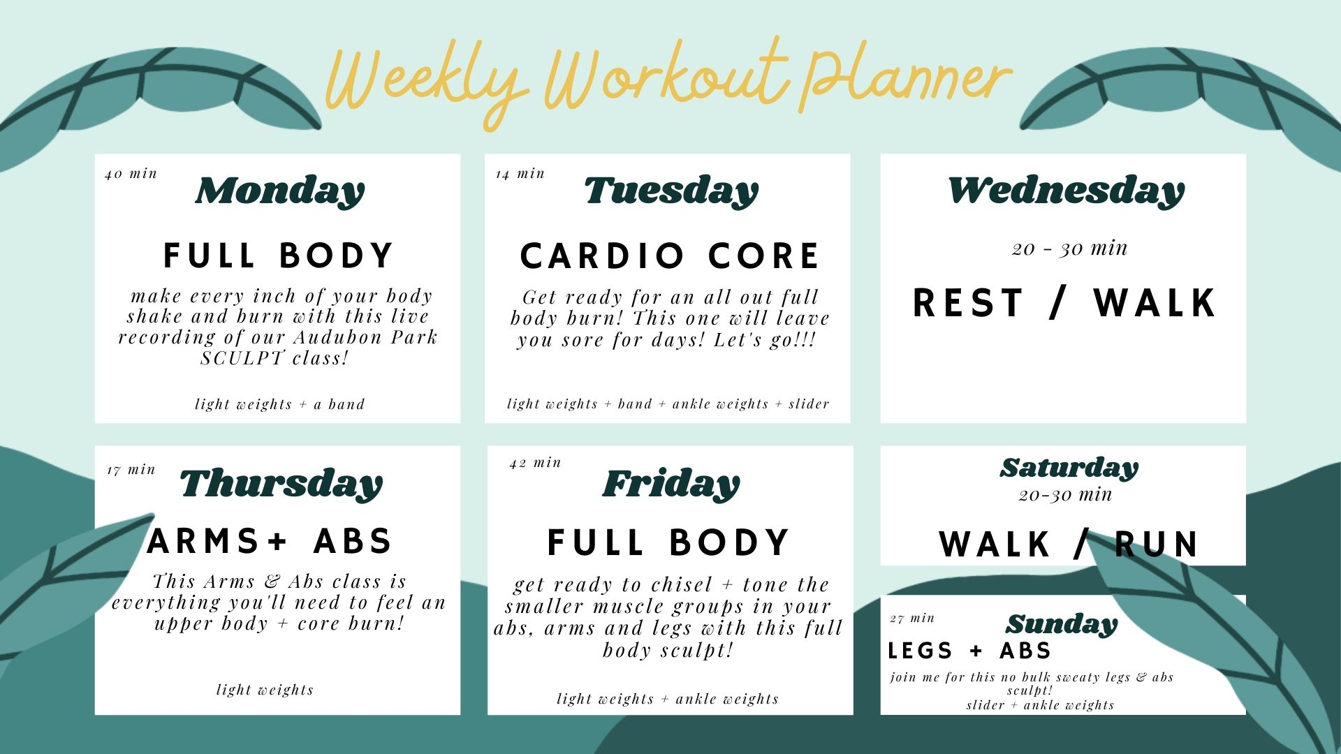 1 WK WORKOUT PLAN!