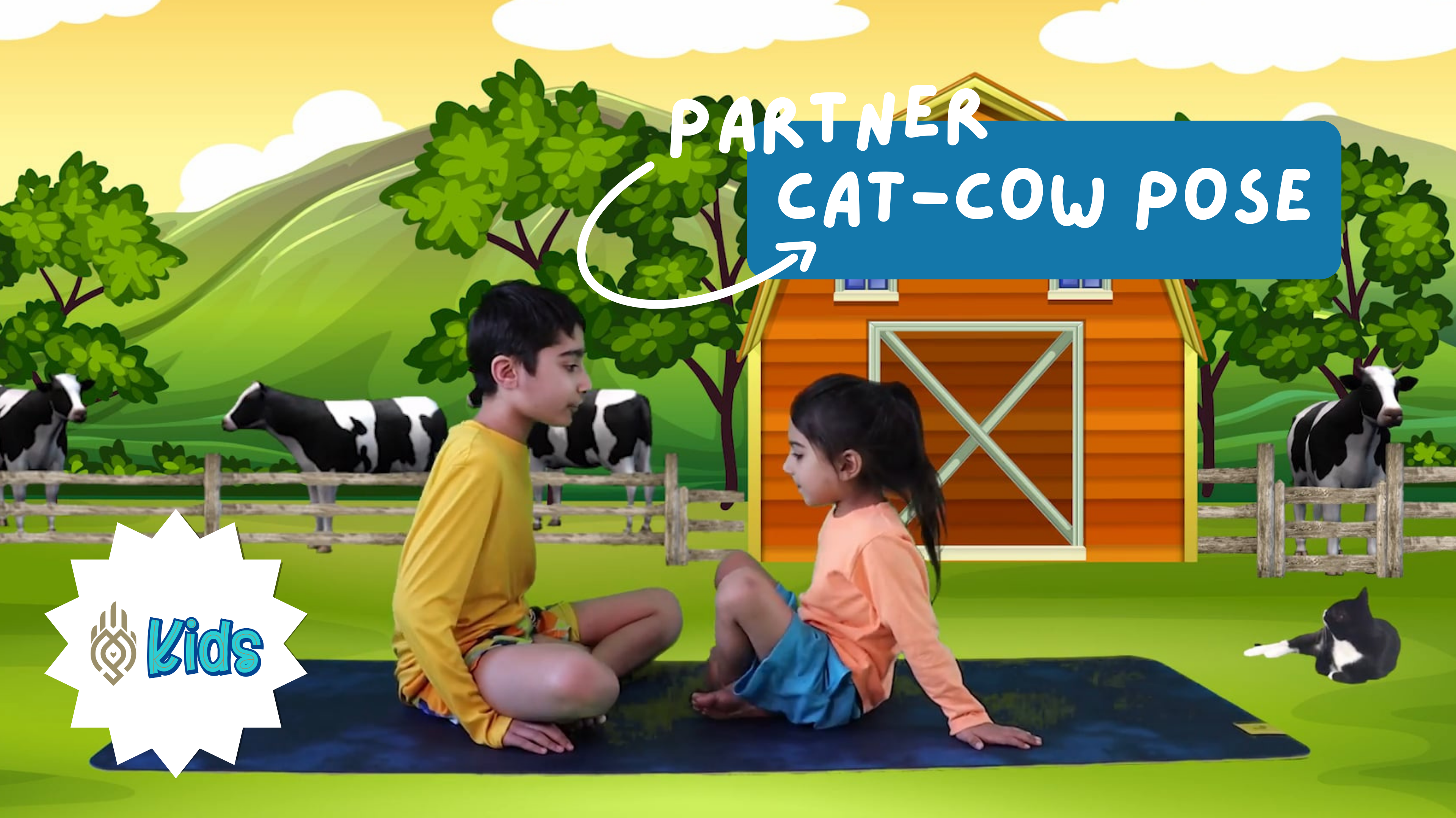 How To Practice Partner Cat-Cow Pose | An OM Warrior Kids Yoga Pose Tutorial