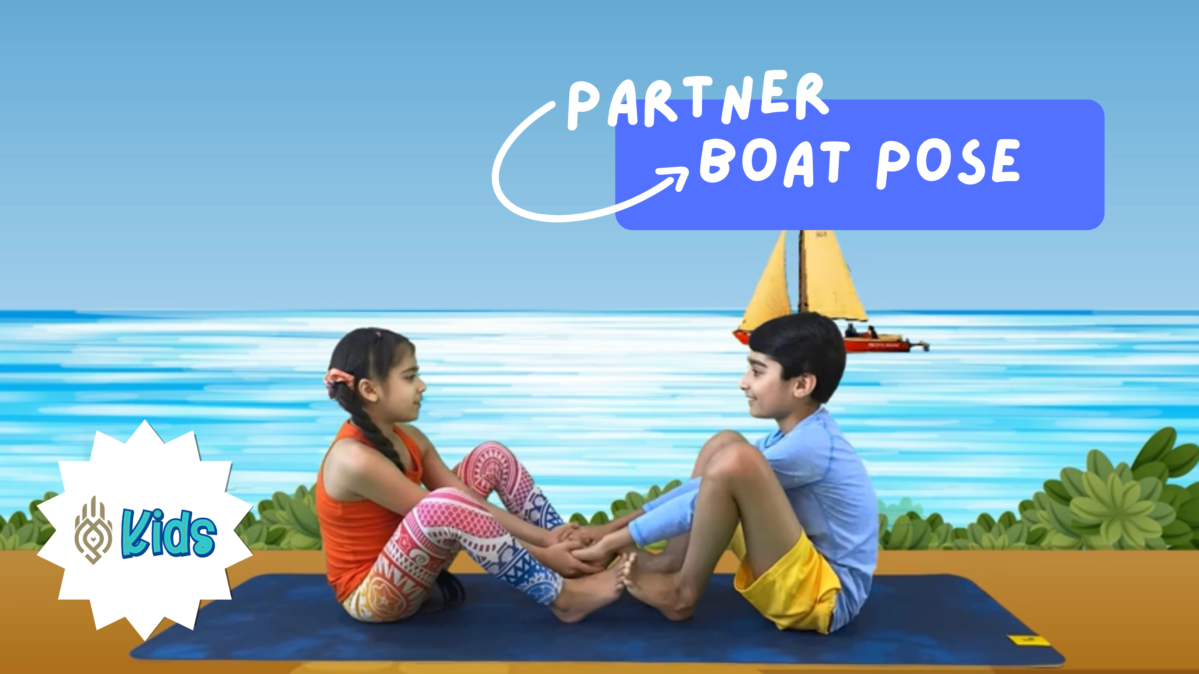 How To Practice Partner Boat Pose | An OM Warrior Kids Yoga Pose Tutorial