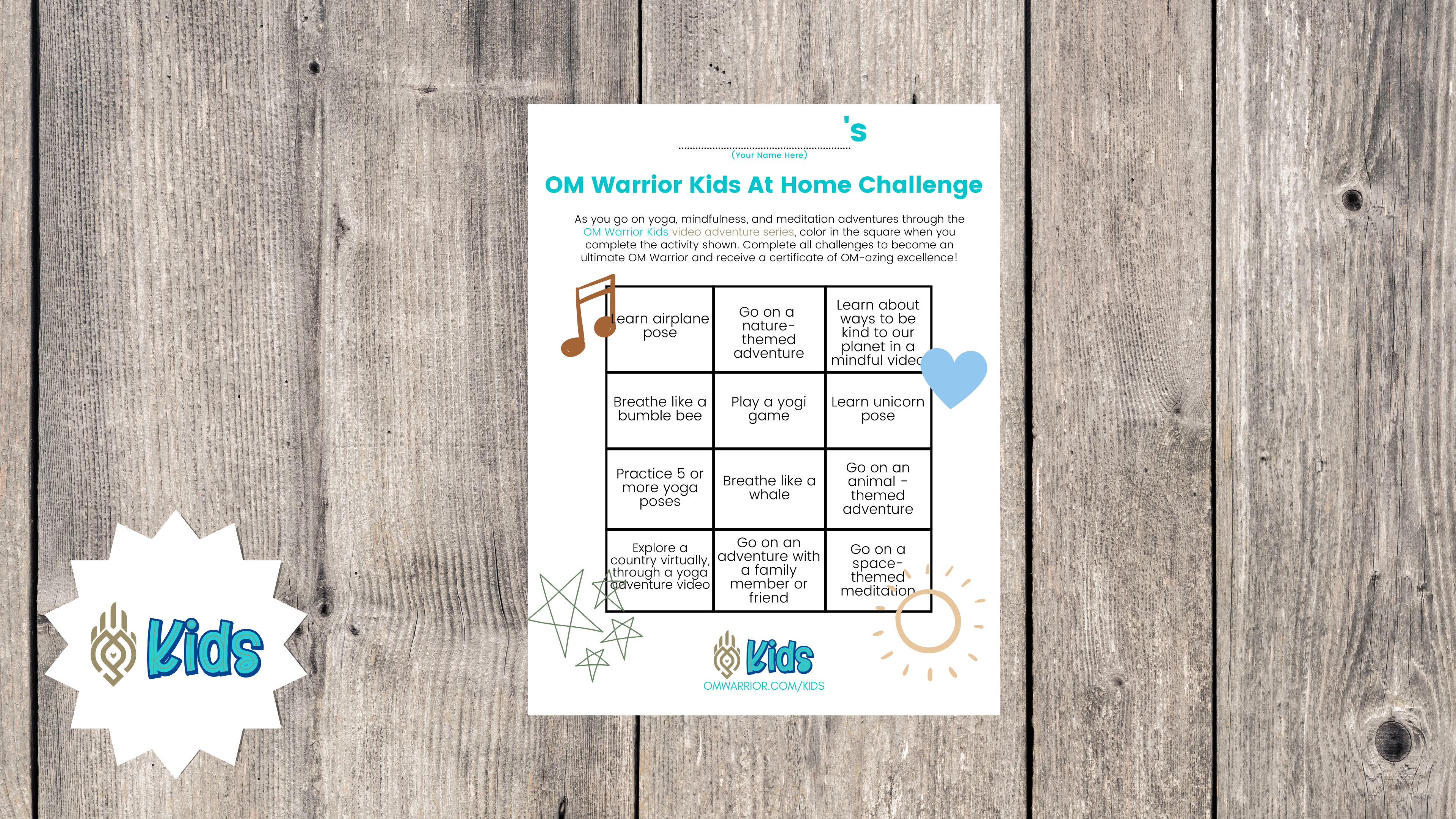 At Home Bingo Challenge | An OM Warrior Kids Printable Activity