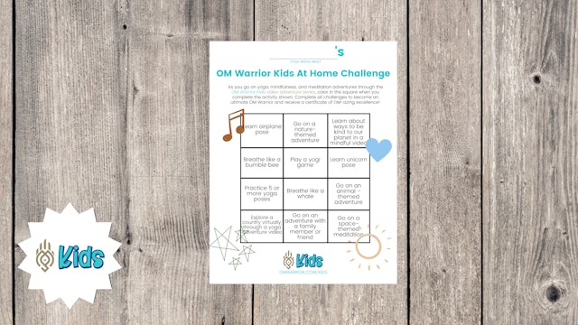 At Home Bingo Challenge | An OM Warrior Kids Printable Activity