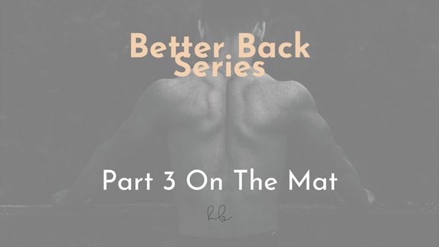 Better Back Series Pt 3- On the Mat