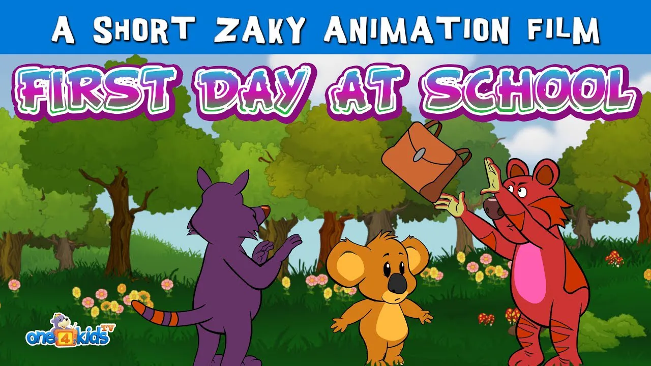 First Day At School - A Short Zaky Cartoon - A Day With Zaky & Friends ...