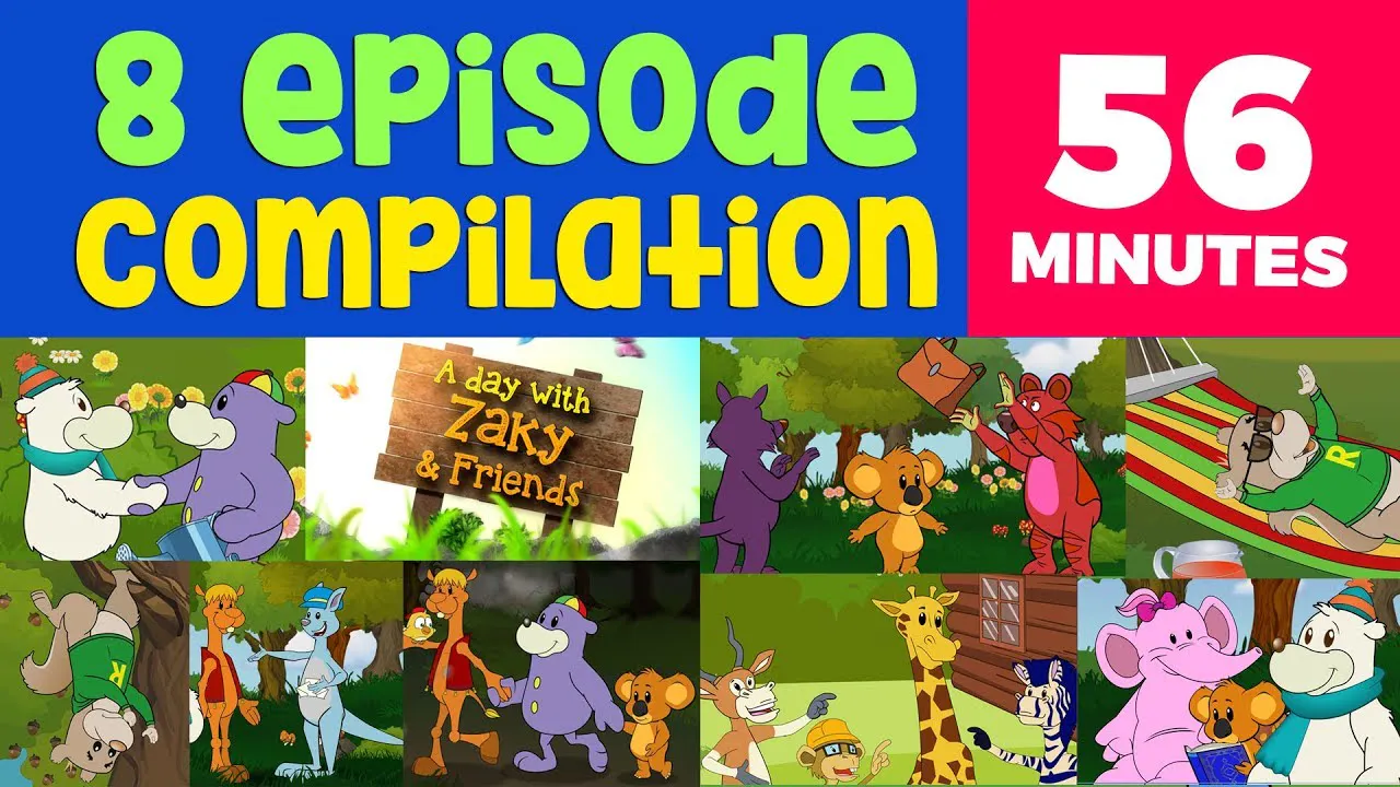 Zaky Cartoon Compilation - 8 Episodes | A Day With Zaky & Friends - A ...