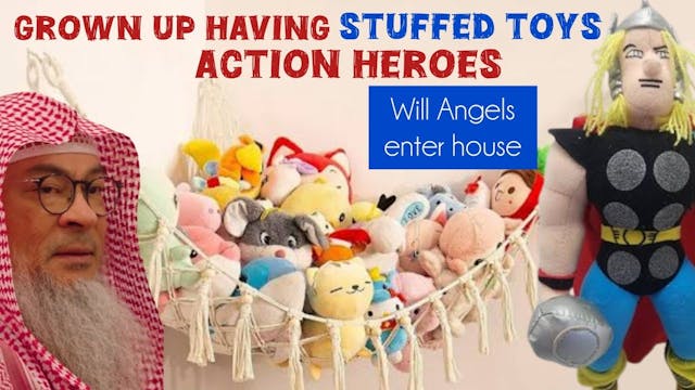 Grown up having stuffed toys action h...