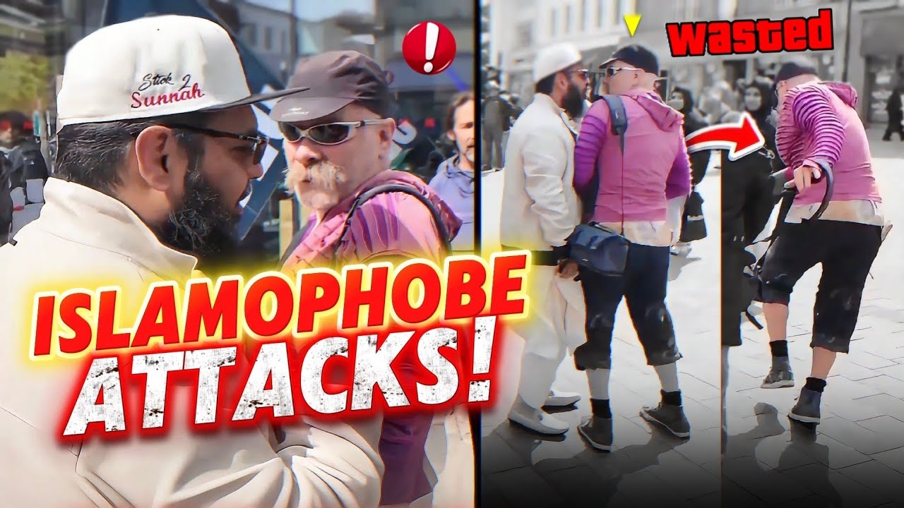 FIGHT BREAKS OUT -Islamophobe ATT4CKS Muslims & Gets Put in his place!