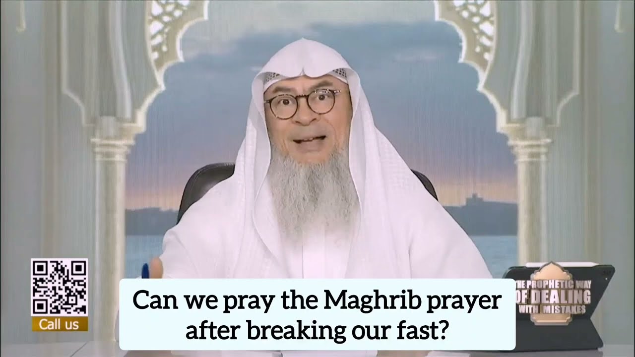 Can we pray maghrib prayer after eating food (after breaking the fast)