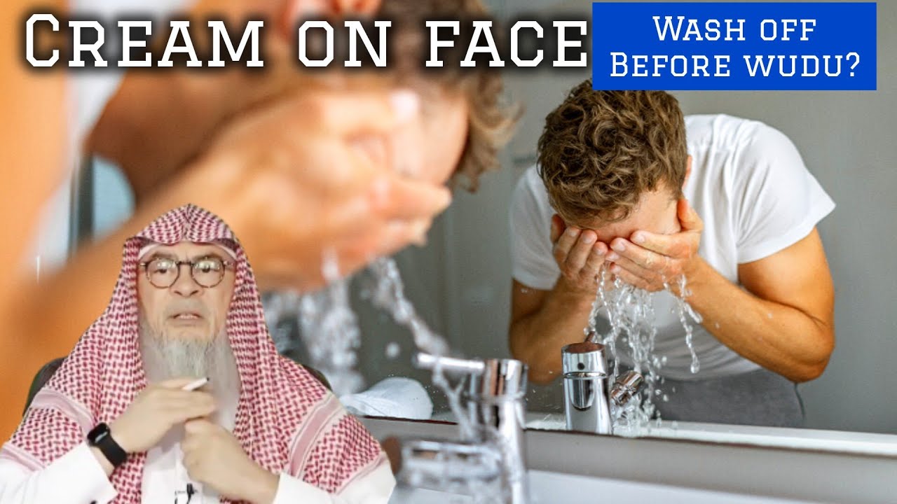 Cream on face, remove it before making wudu or rubbing during wudu is sufficient