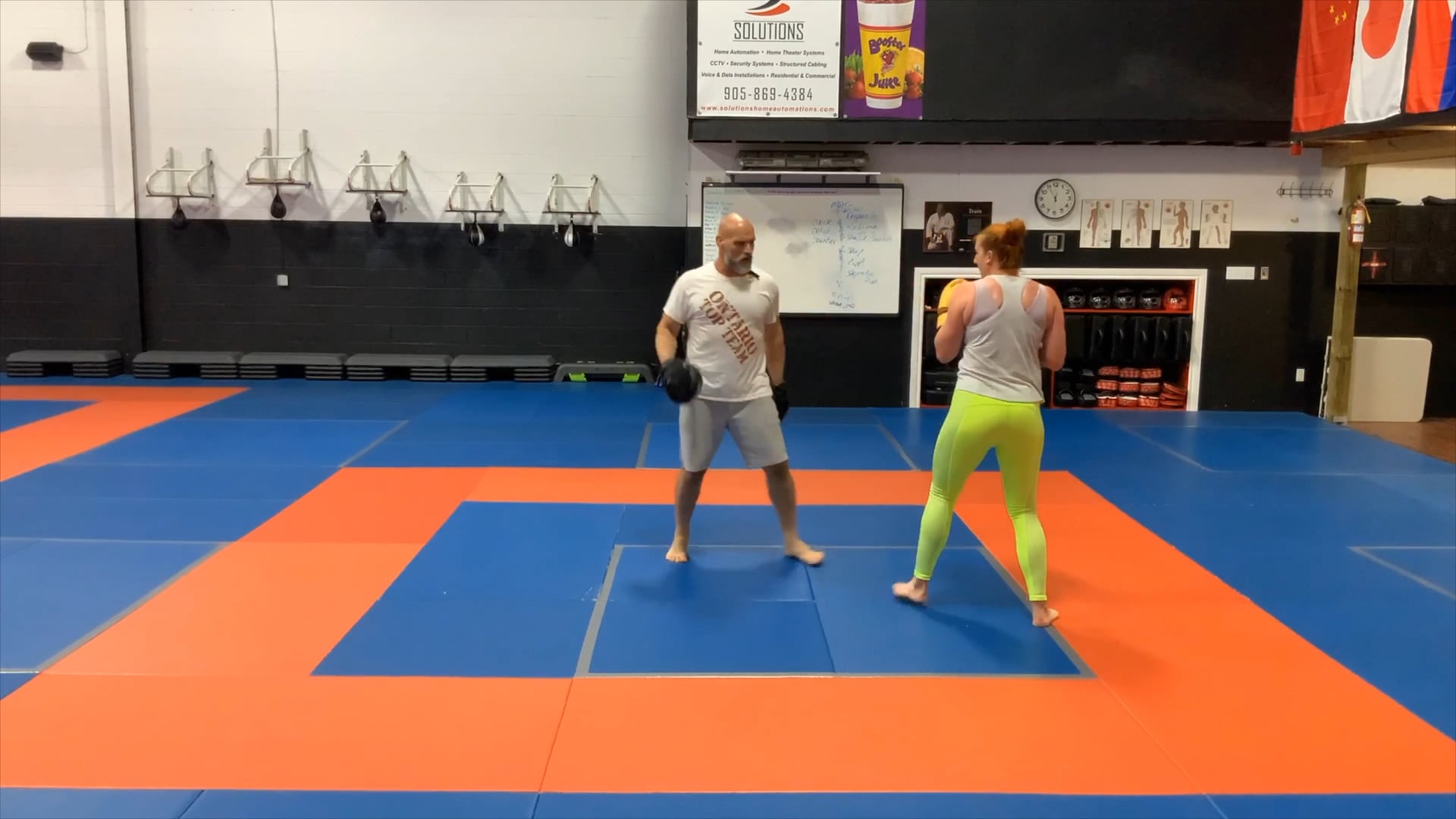Advanced footwork during pad work 