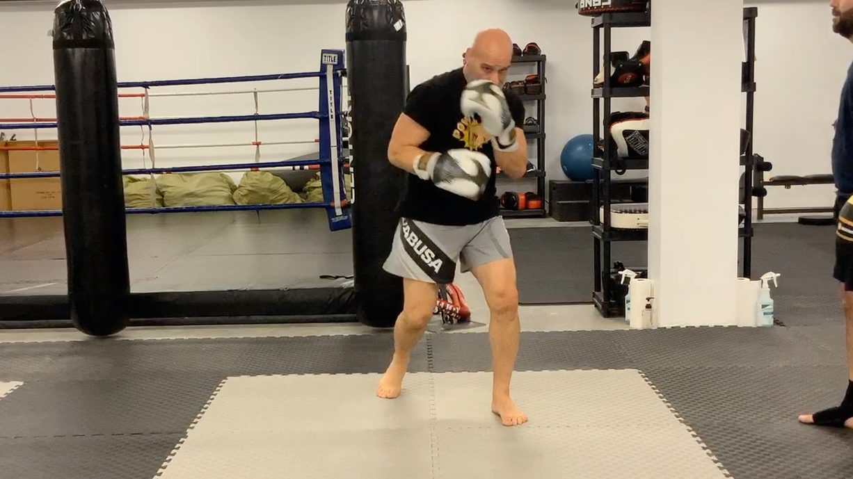 Muay Thai White Shorts:Stripe 3 Lesson 3 Slip and Cover the Jab and the Cross