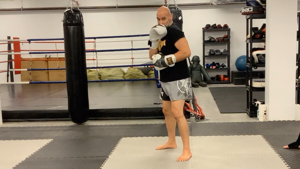Muay Thai White Shorts Stripe 3:Lesson 1 Slip and Cover the Jab