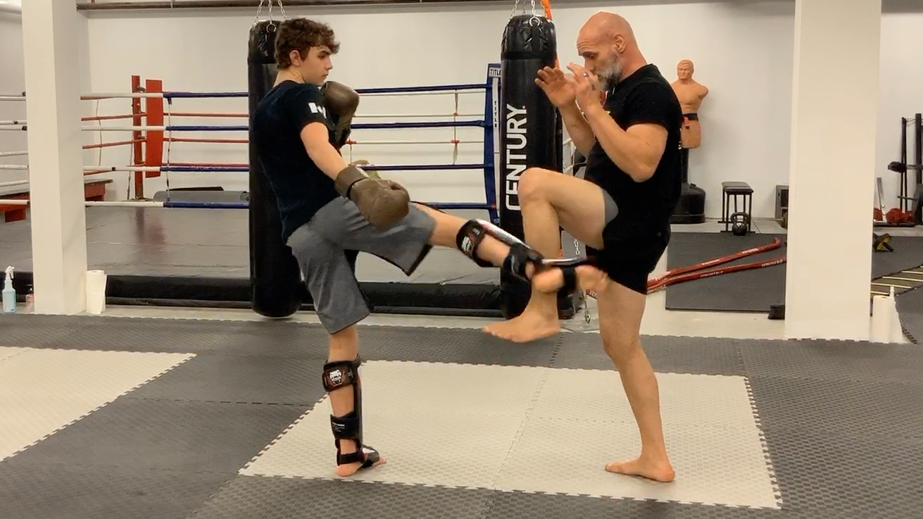 Low Kick Defense:Checking the lead and rear low round kick