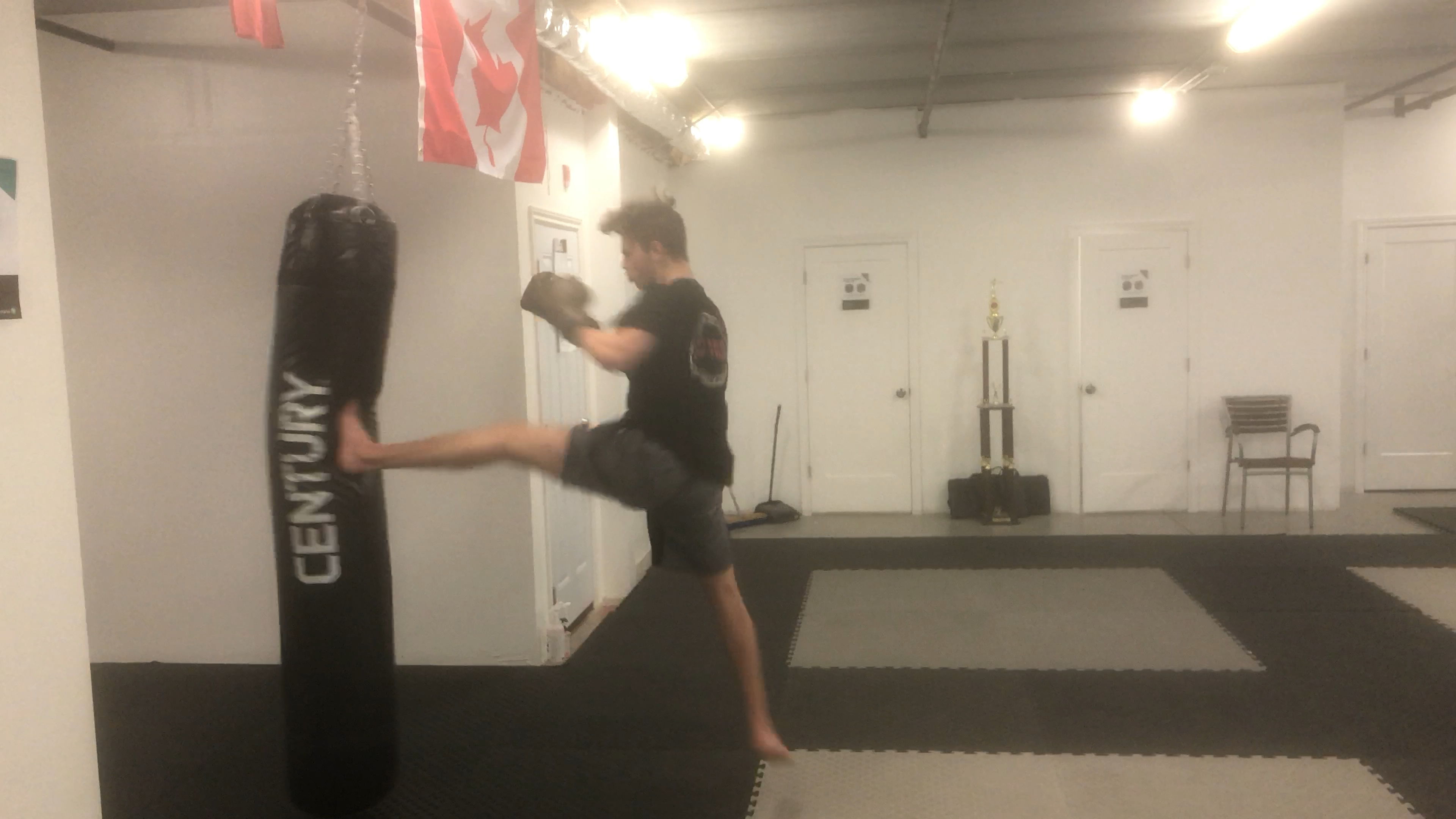 Muay Thai Blue Shorts Stripe 1:Lesson 4 Scissor Teep and Push Kick