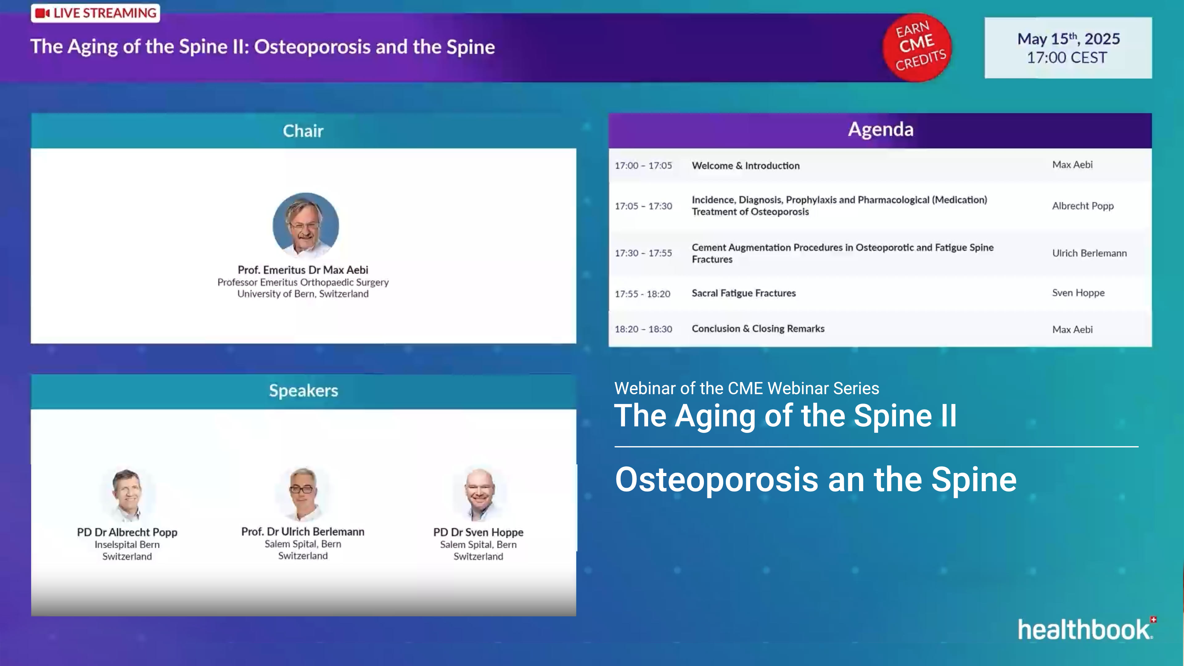 Webinar The Aging of the Spine II: Osteoporosis and the Spine