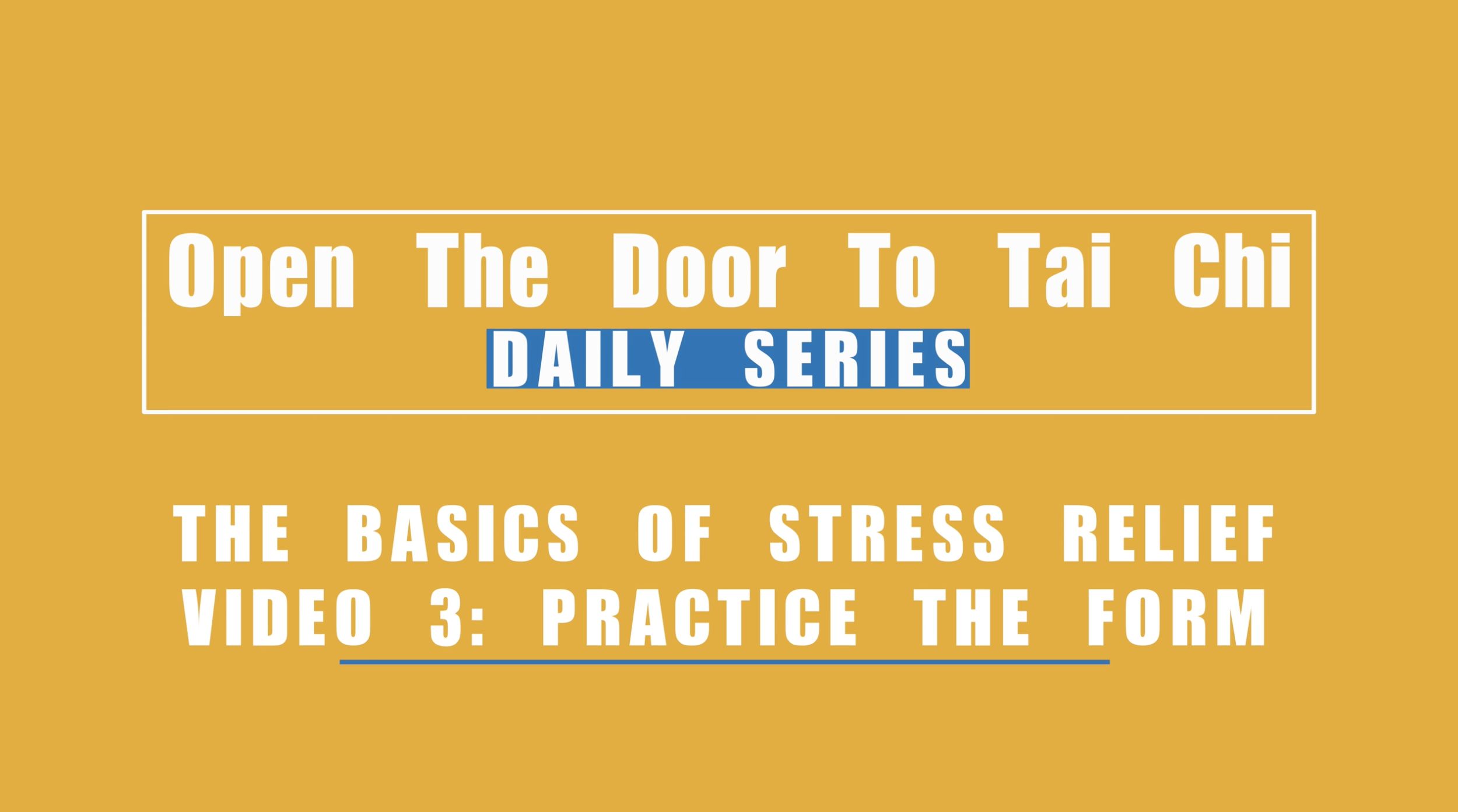 Tai Chi - The Basics of Stress Relief Video 3