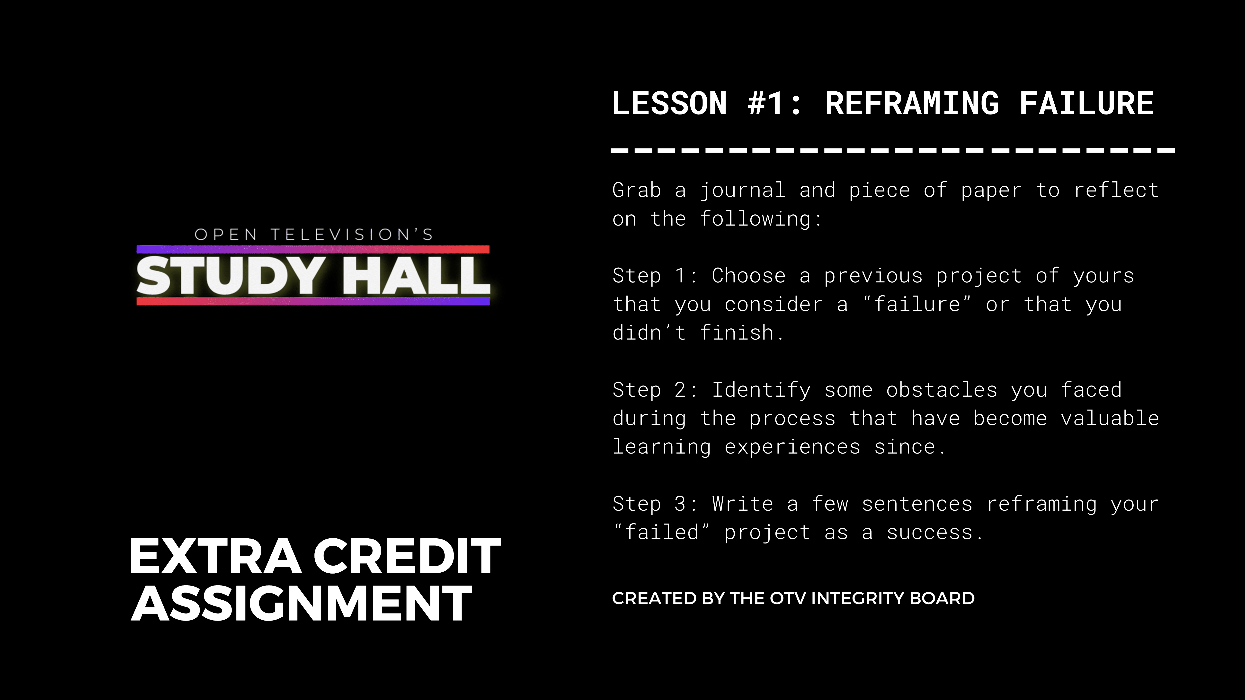 Lesson 1: Extra Credit Assignment 