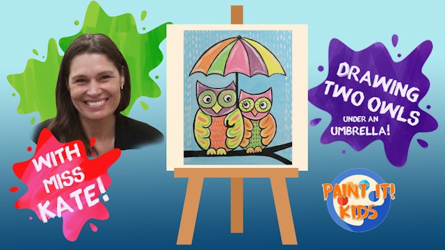 How to Draw Two Owls under an Under an umbrella