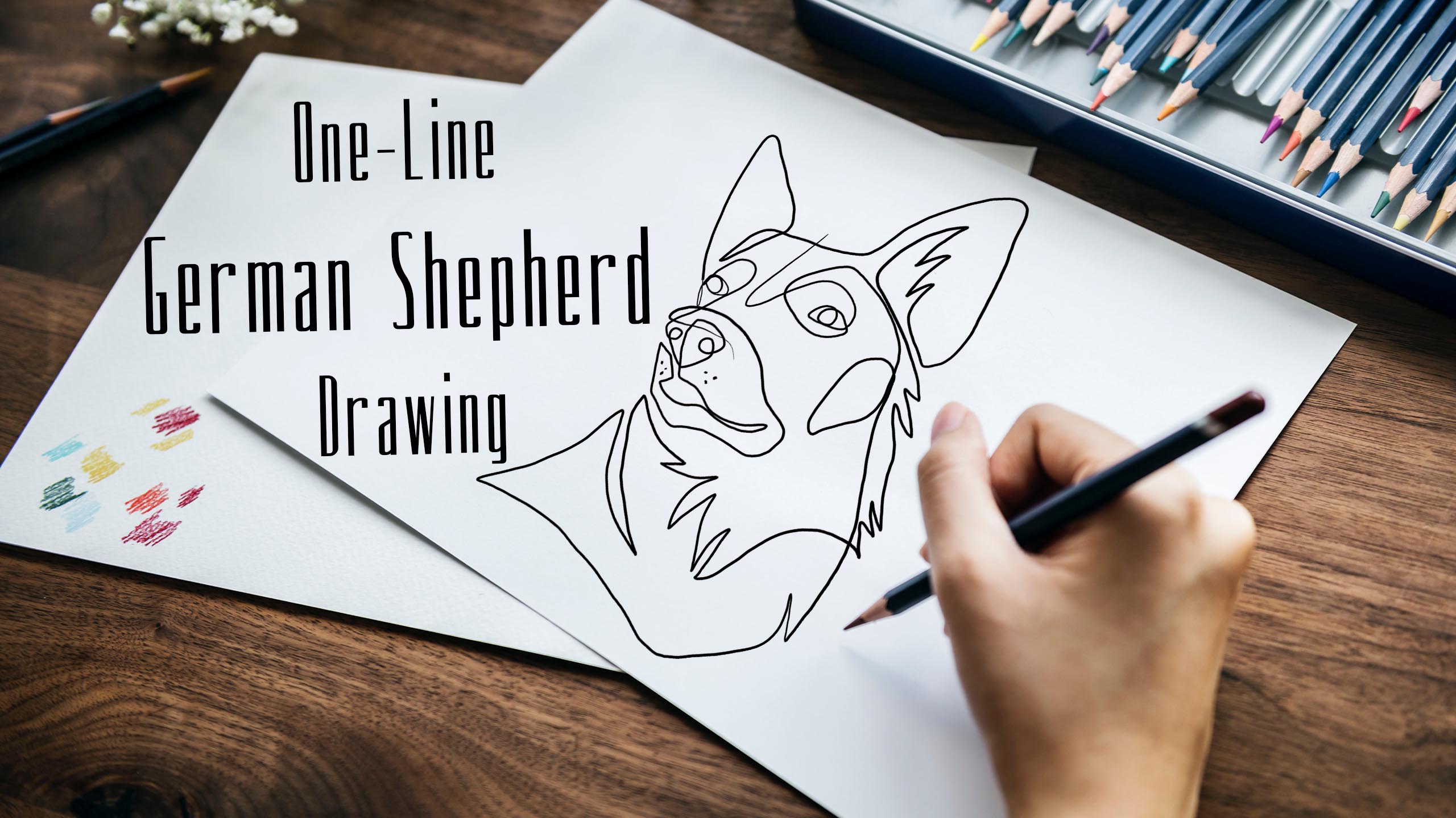One Line German Shepherd Drawing - Drawing Dogs Series
