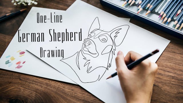One Line German Shepherd Drawing - Dr...
