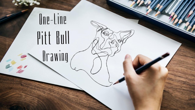 One Line Pit Bull Drawing - Drawing Dogs Series