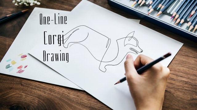 One Line Corgi Drawing - Drawing Dogs Series