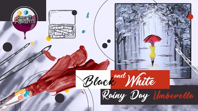 Black and White Rainy Day Umbrella 