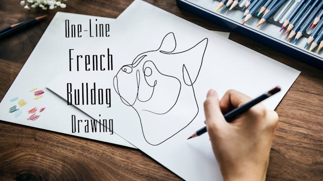 One Line French Bulldog Drawing - Dra...