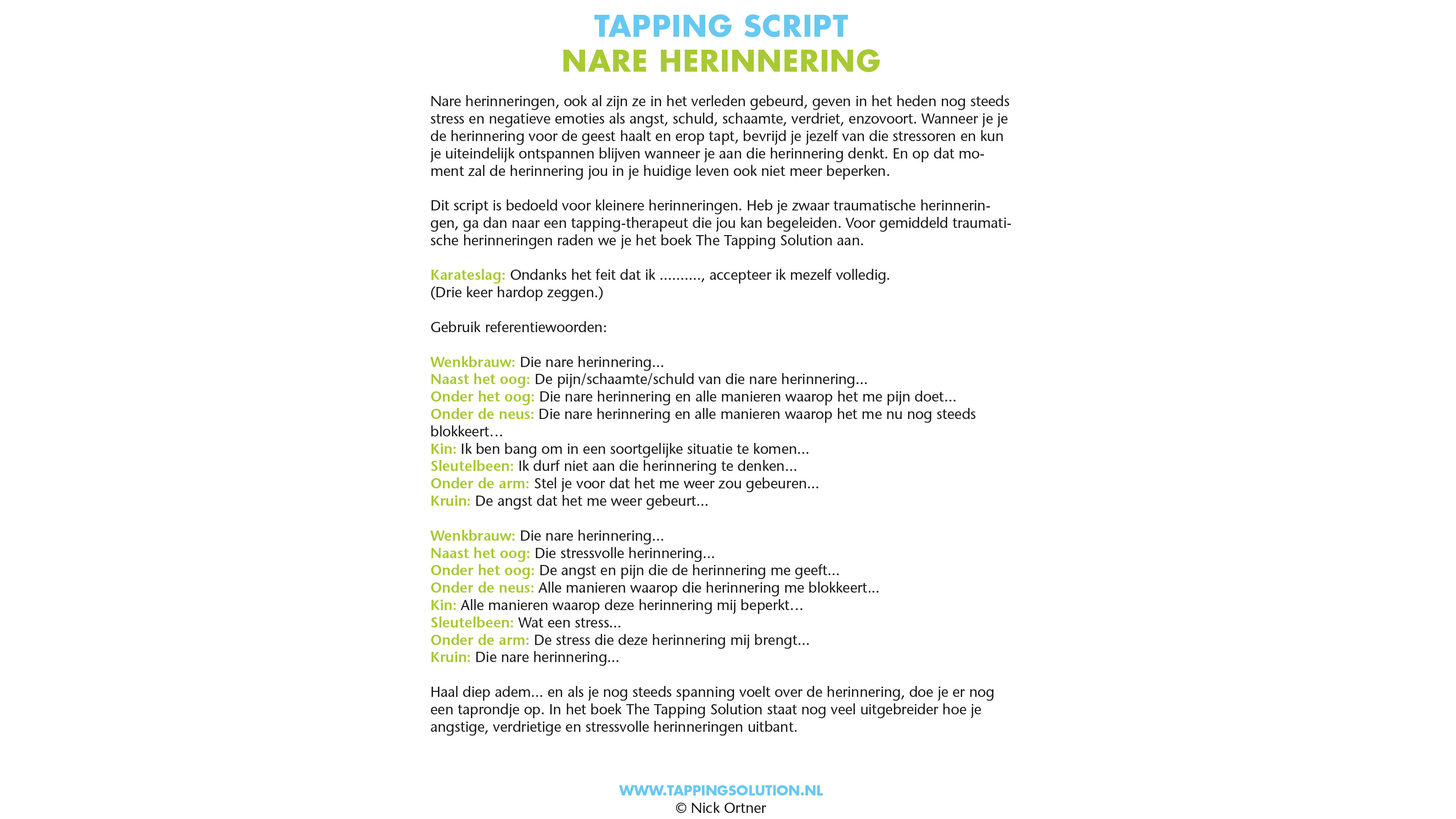 Tapping script voor nare herinneringen