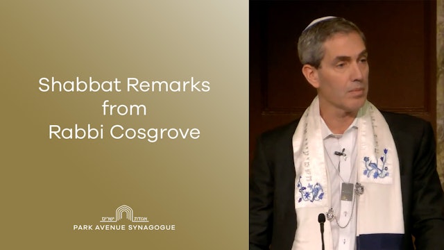 Shabbat Remarks from Rabbi Cosgrove