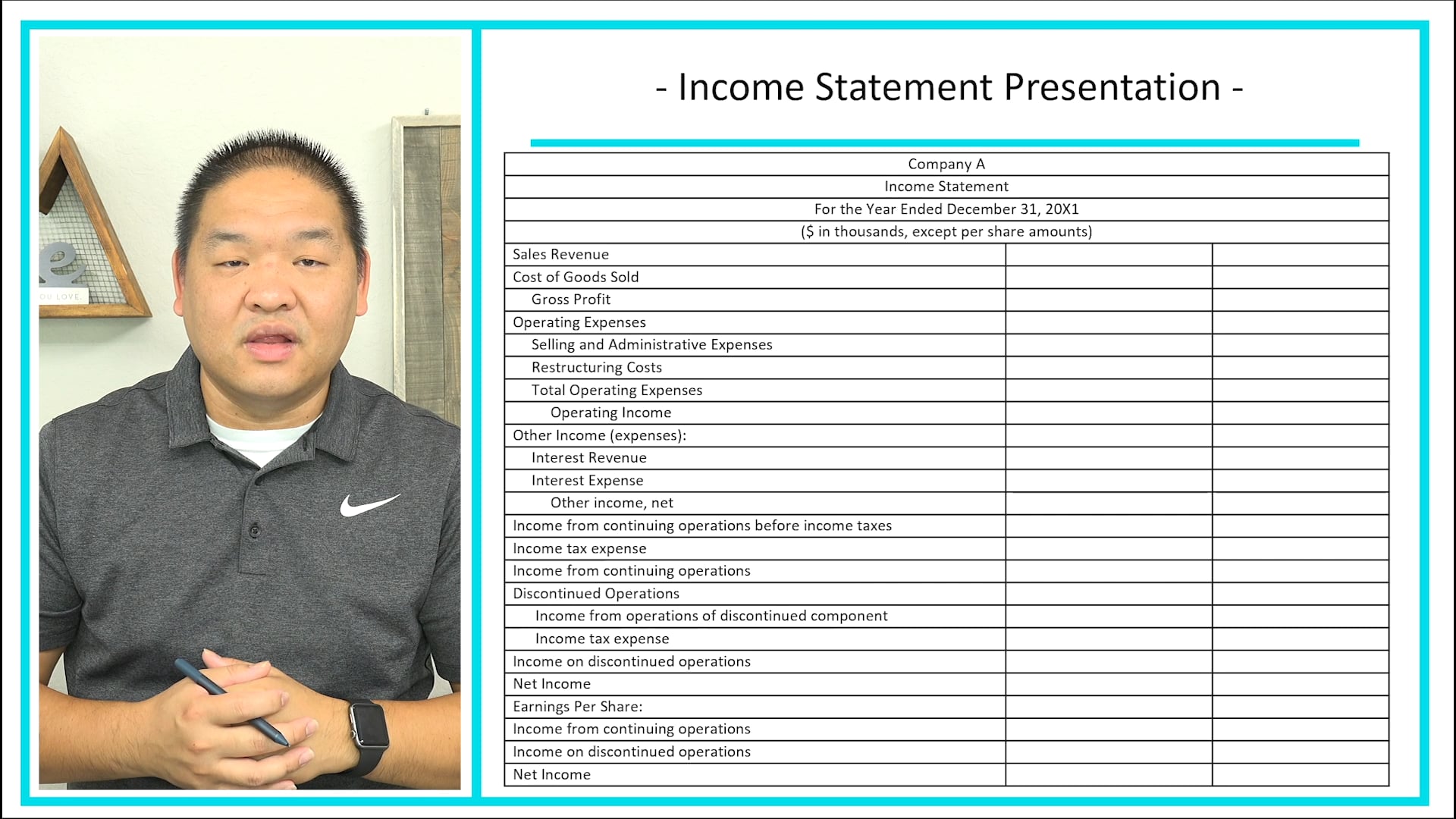 Lesson 4.13 - Income Statement Presentation - Example