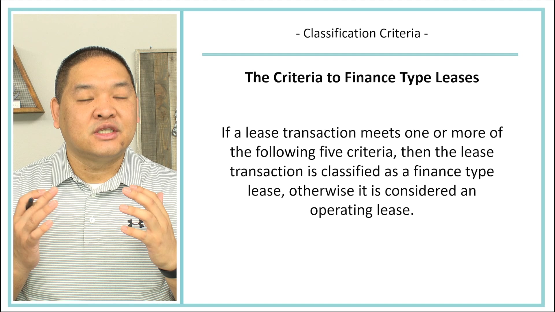 Lesson 15.3 - Finance Lease - Classification Criteria