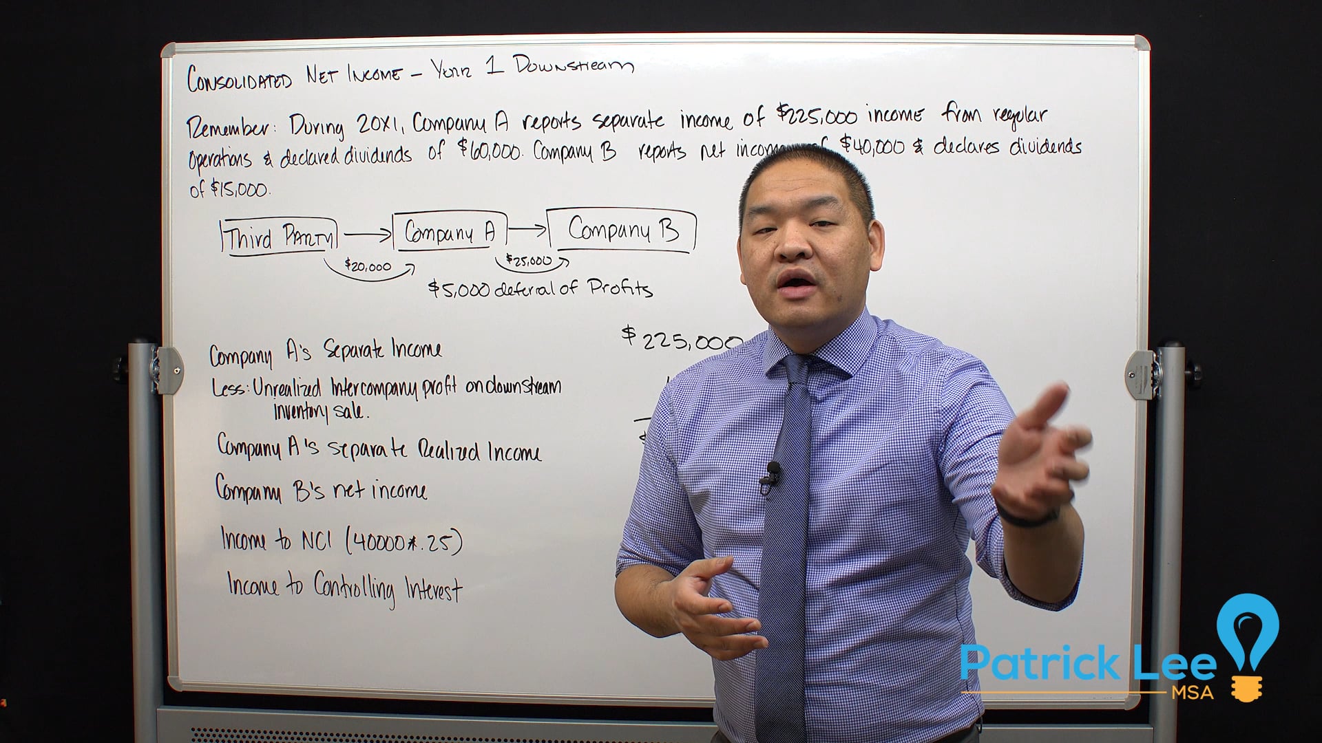 Lesson 6.12 - Consolidated Net Income - Year 1 Downstream