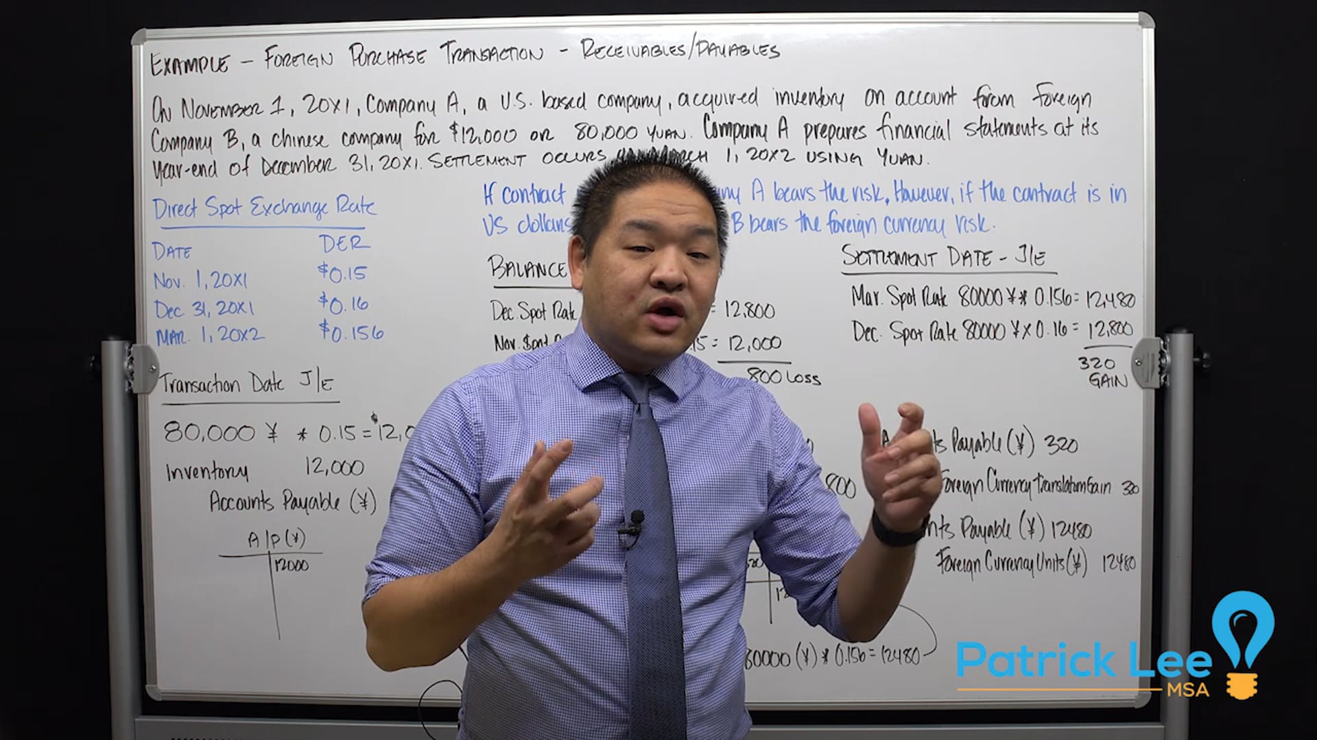 Lesson 8.6 - Example - Foreign Purchase Transaction - Receivables and Payables