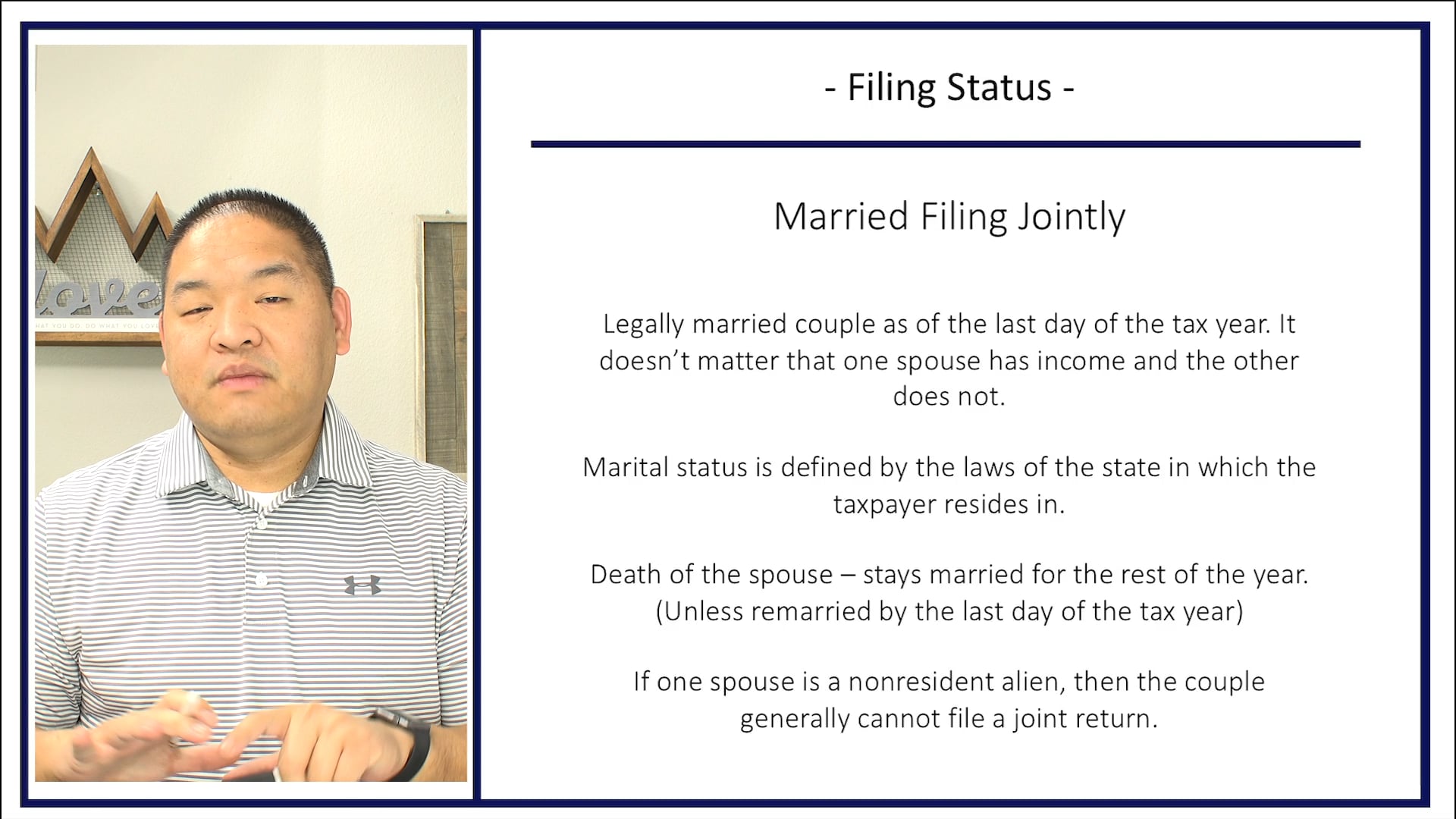 Section 2.5 - Filing Status