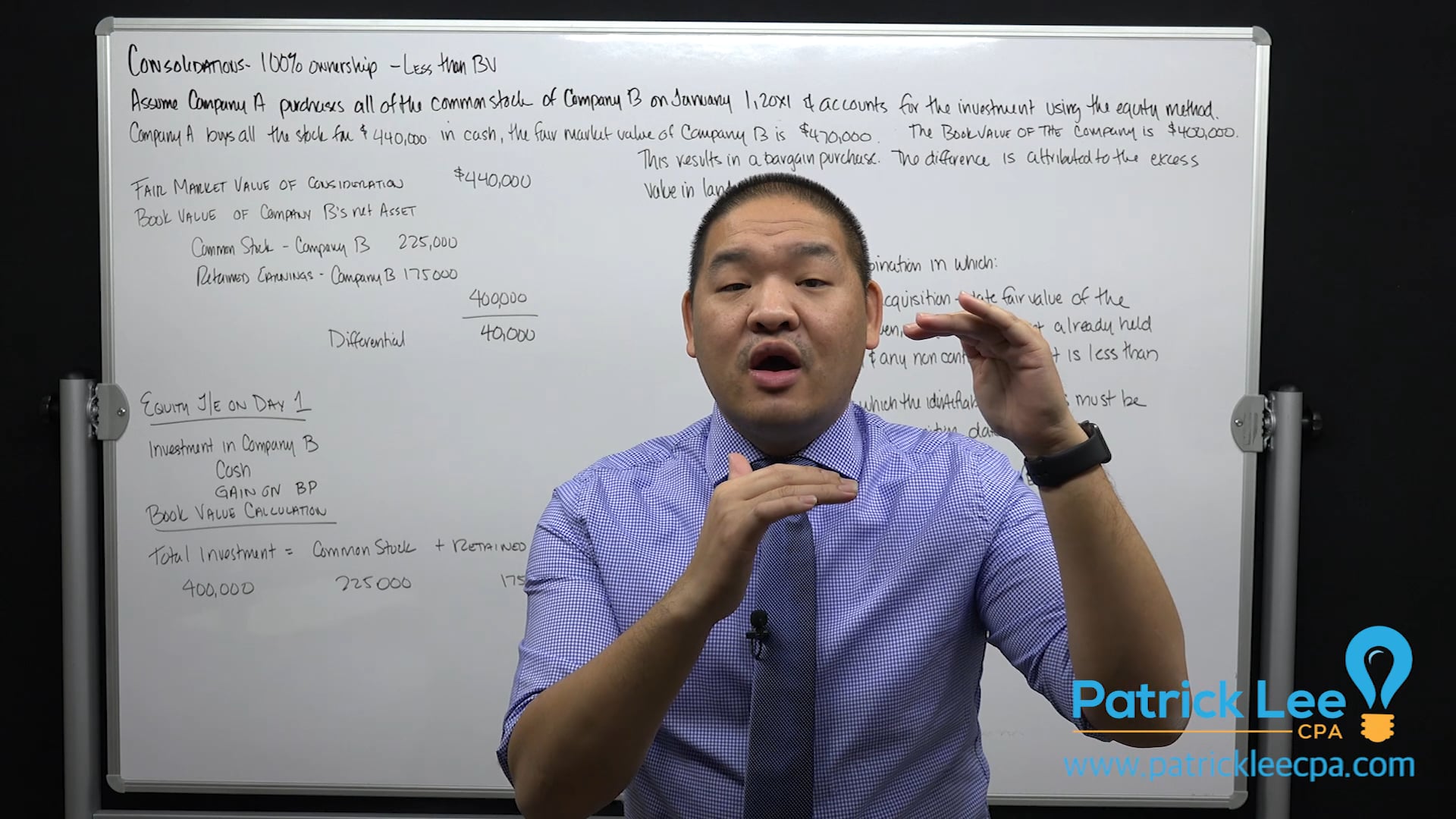 Lesson 4.5 - Consolidations - Full Ownership - Less than Book Value