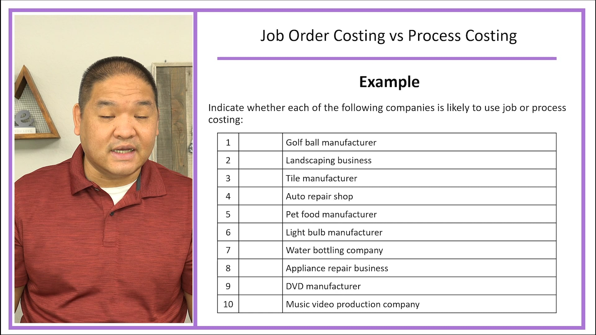 Lesson 2.1 - Job Order Costing vs Process Costing