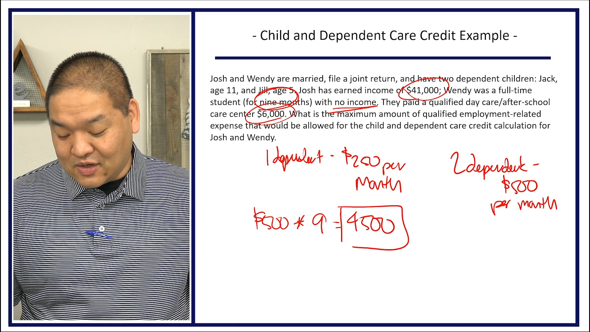 Section 9.3 - Child and Dependent Care Credit Example
