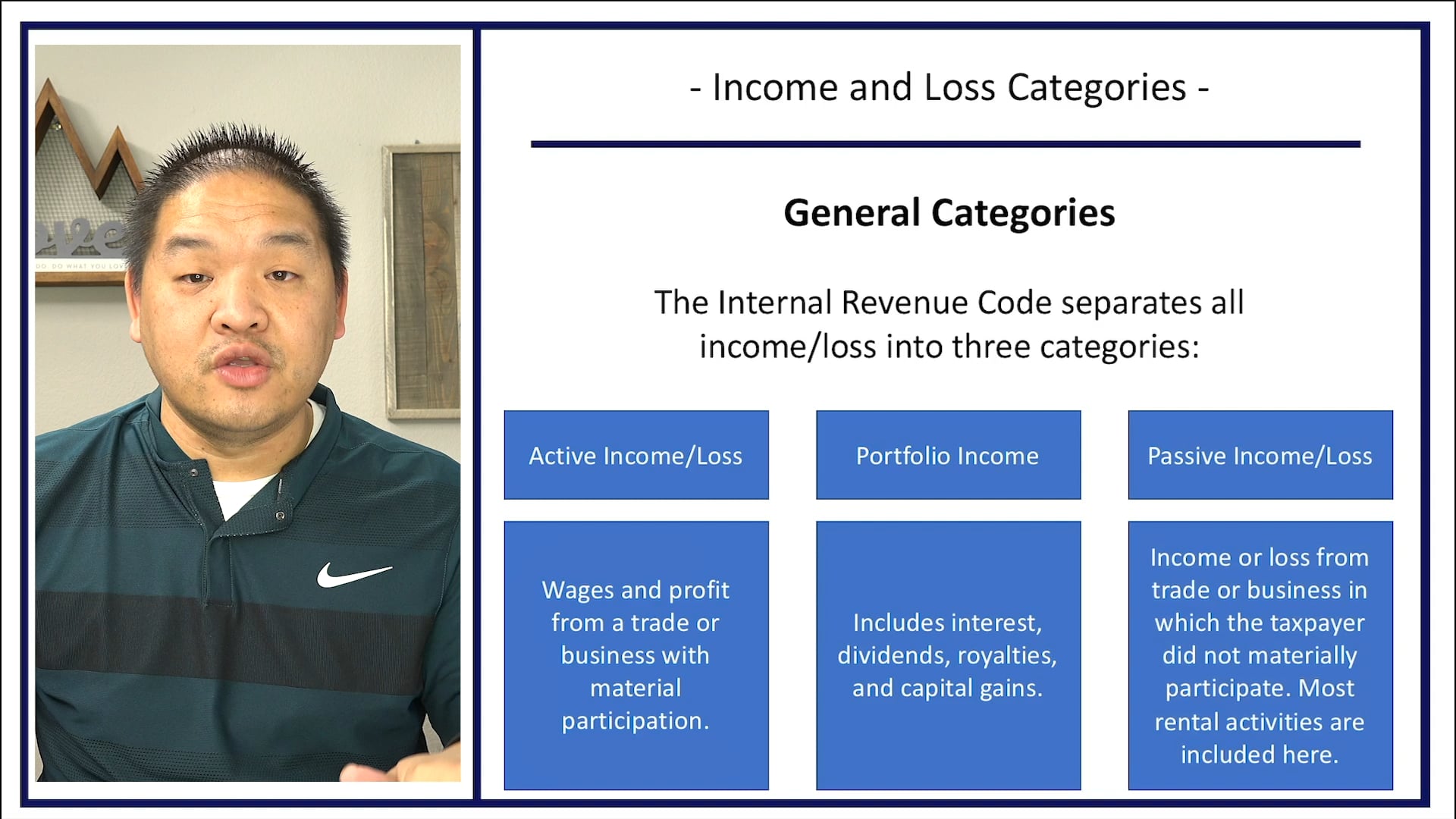 Section 12.6 - Types of Income - Loss Categories