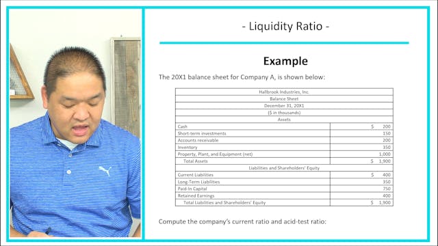 Lesson 3.13 - Liquidity Ratios - Example