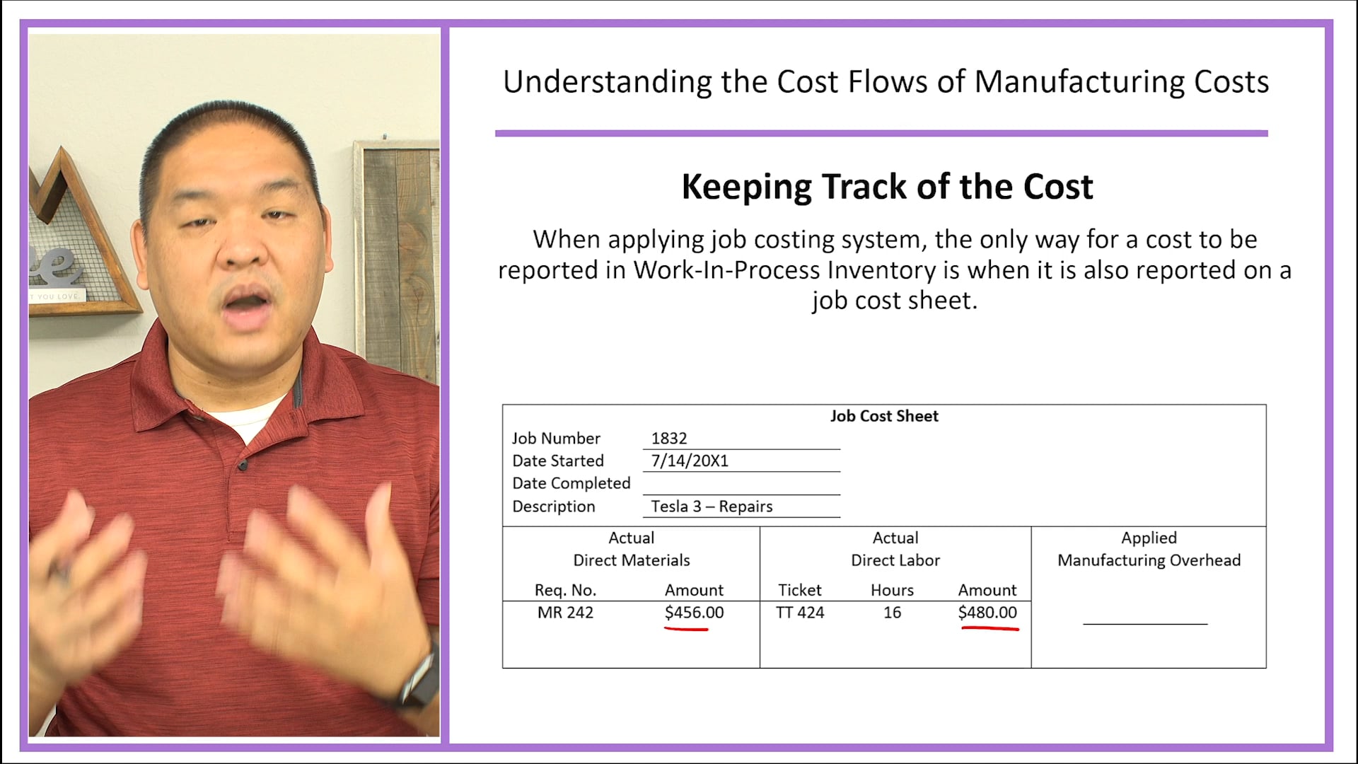 Lesson 2.8 - Understanding the Cost Flows of Manufacturing Costs