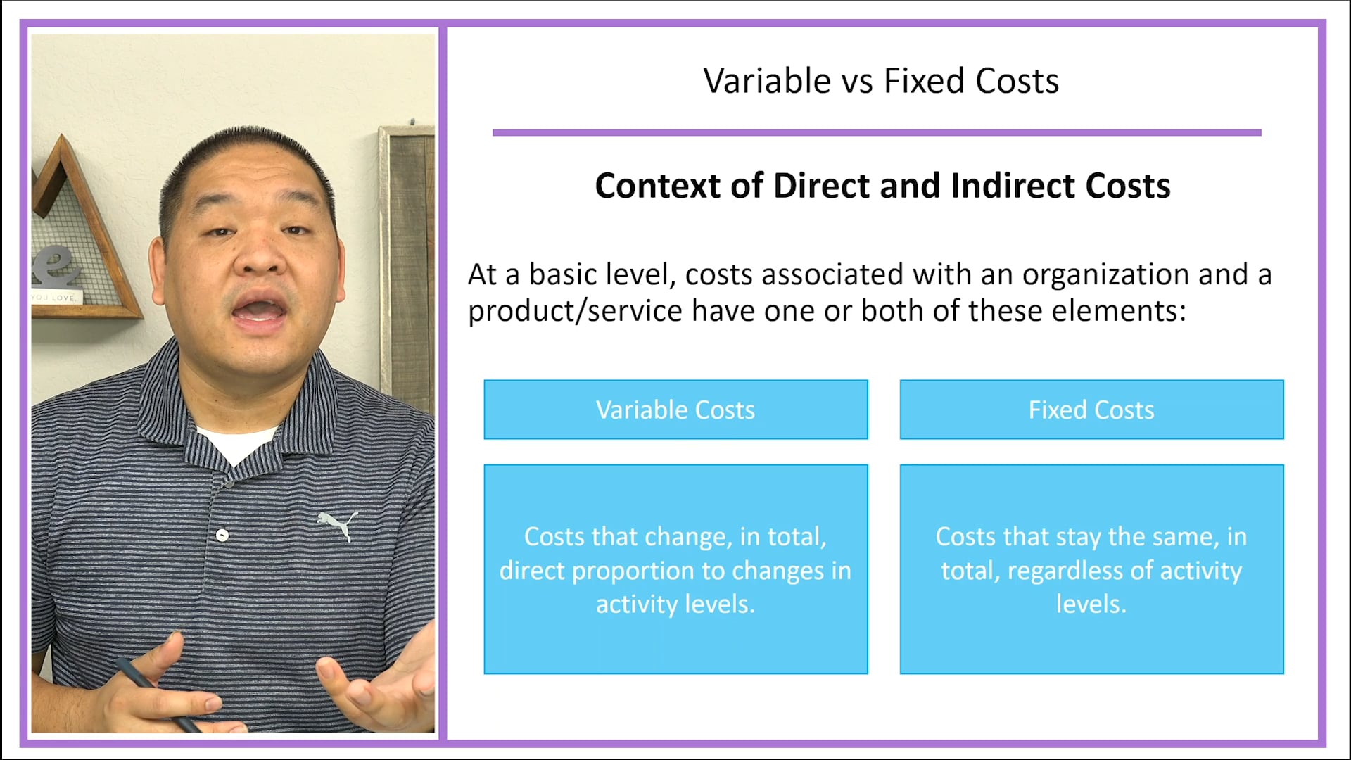 Lesson 1.5 - Variable vs Fixed Costs - Cost Behavior