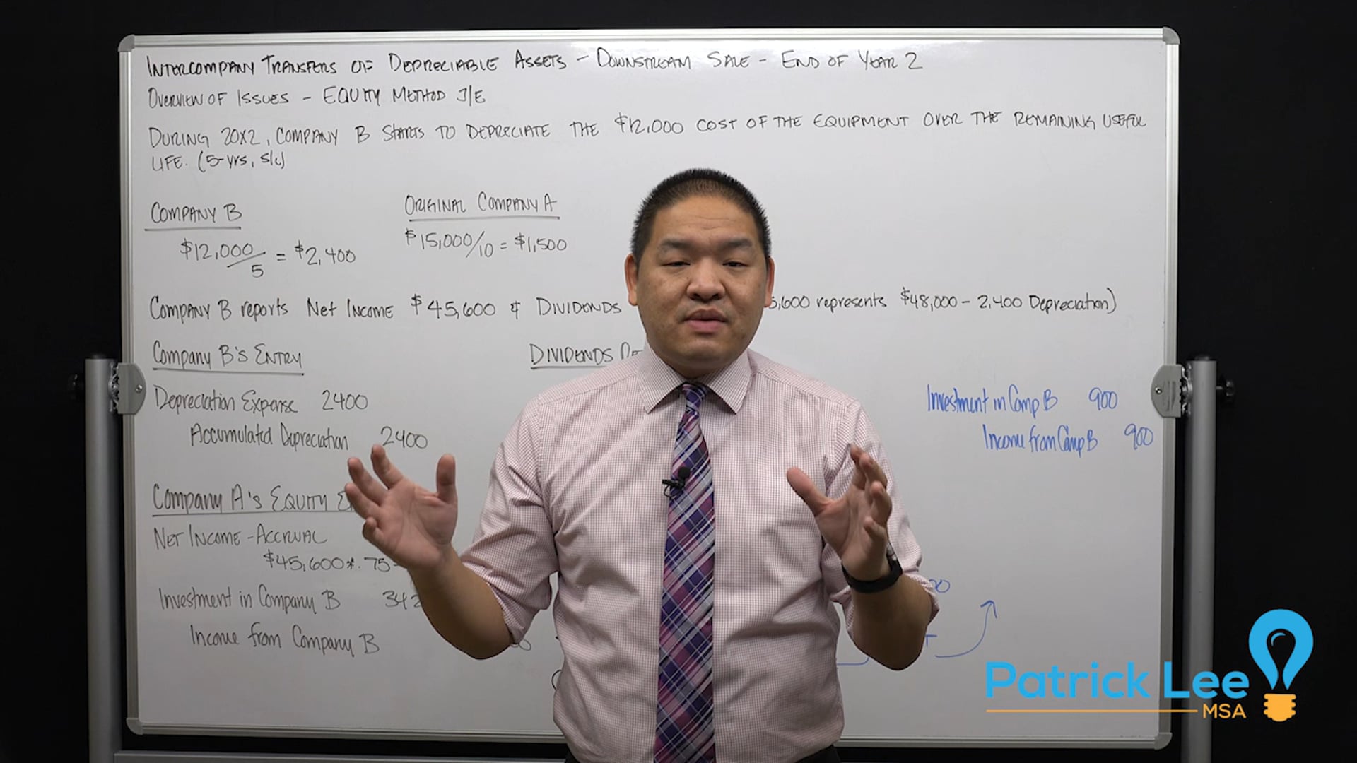 Lesson 7.10 - Intercompany Transactions of Assets - Downstream Sale - End Year 2