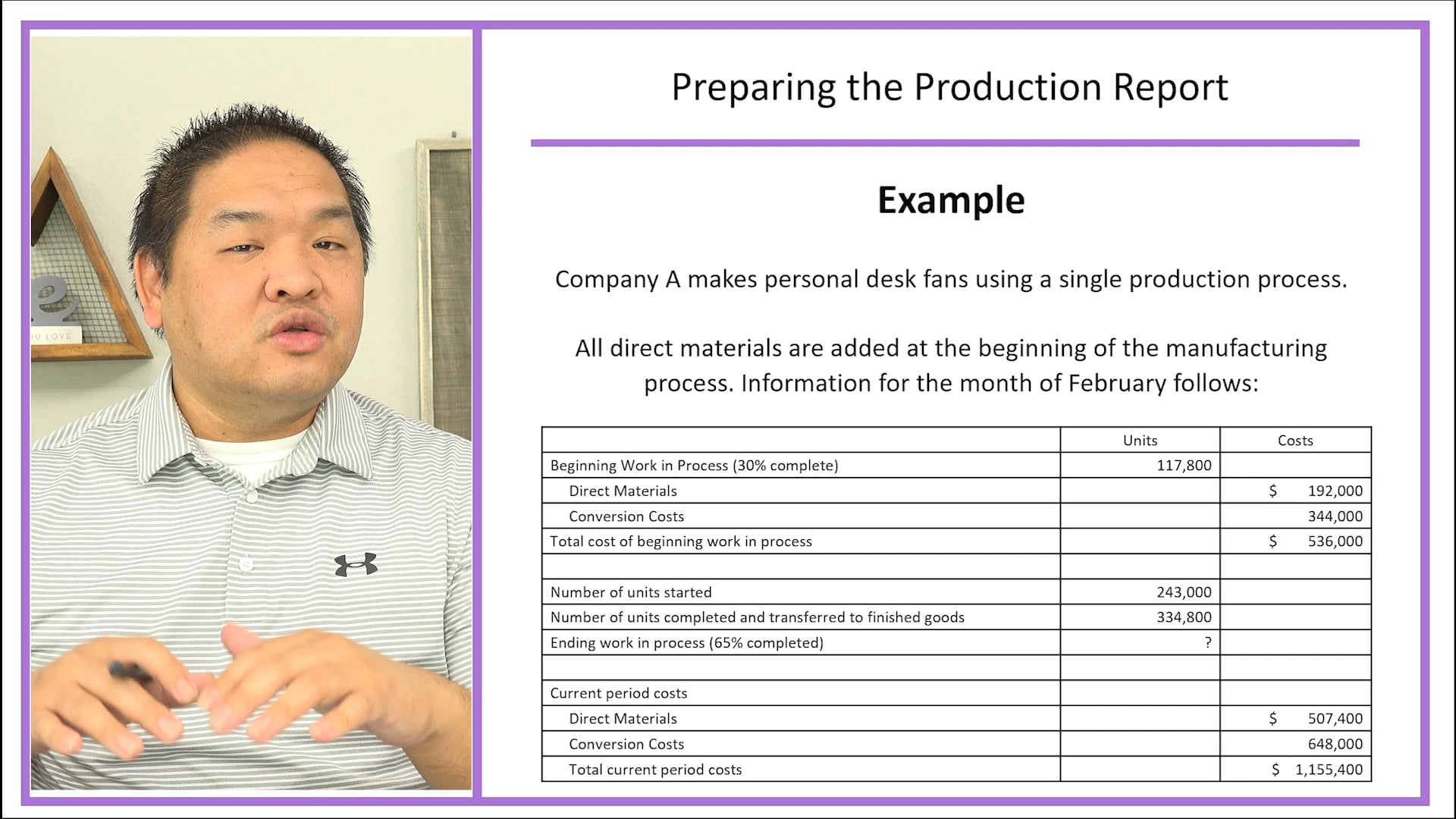 Lesson 3.8 - Preparing the Production Report - FIFO Method