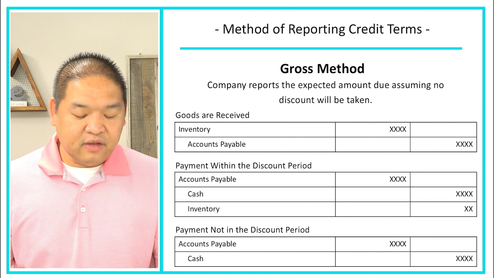 Lesson 6.13 - Purchase Discounts - Method of Reporting Credit Terms 