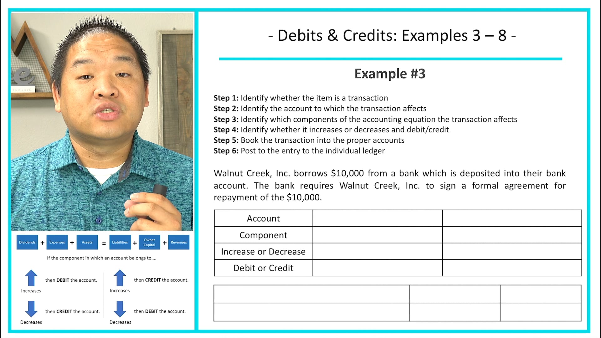2.10 - Debits and Credits - Examples 3 - 8