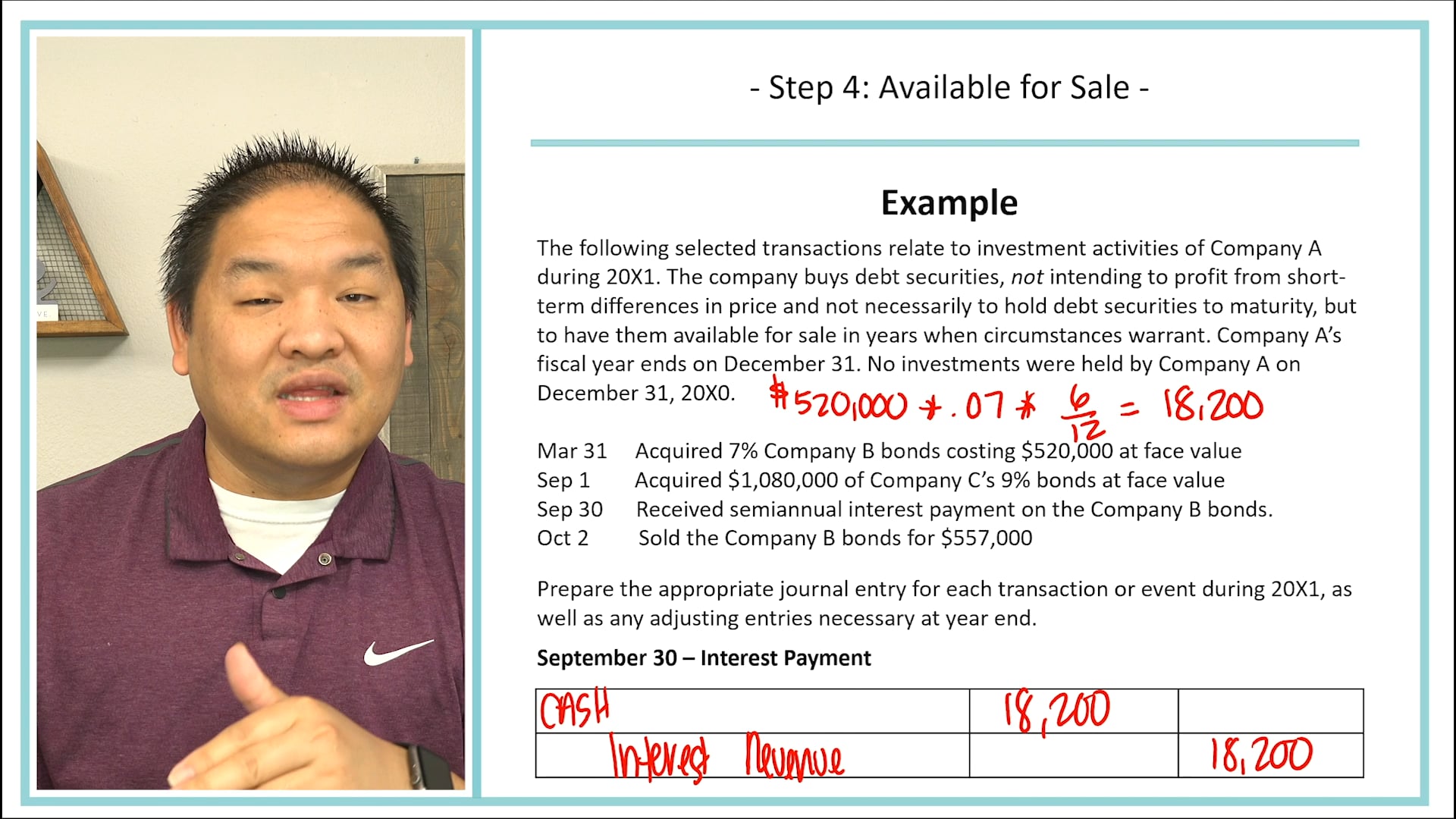 Lesson 12.10 - Step 4 - Debt Investment Classified as Available for Sale 2