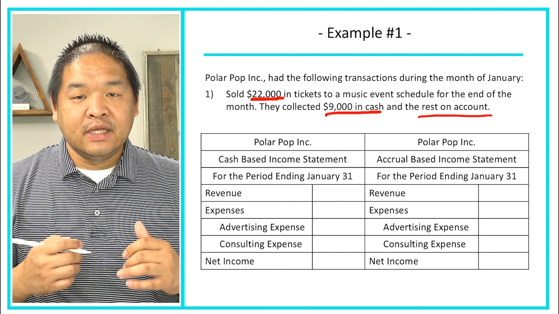 3.13 - Example 1 - Cash vs Accrual - Income Statement