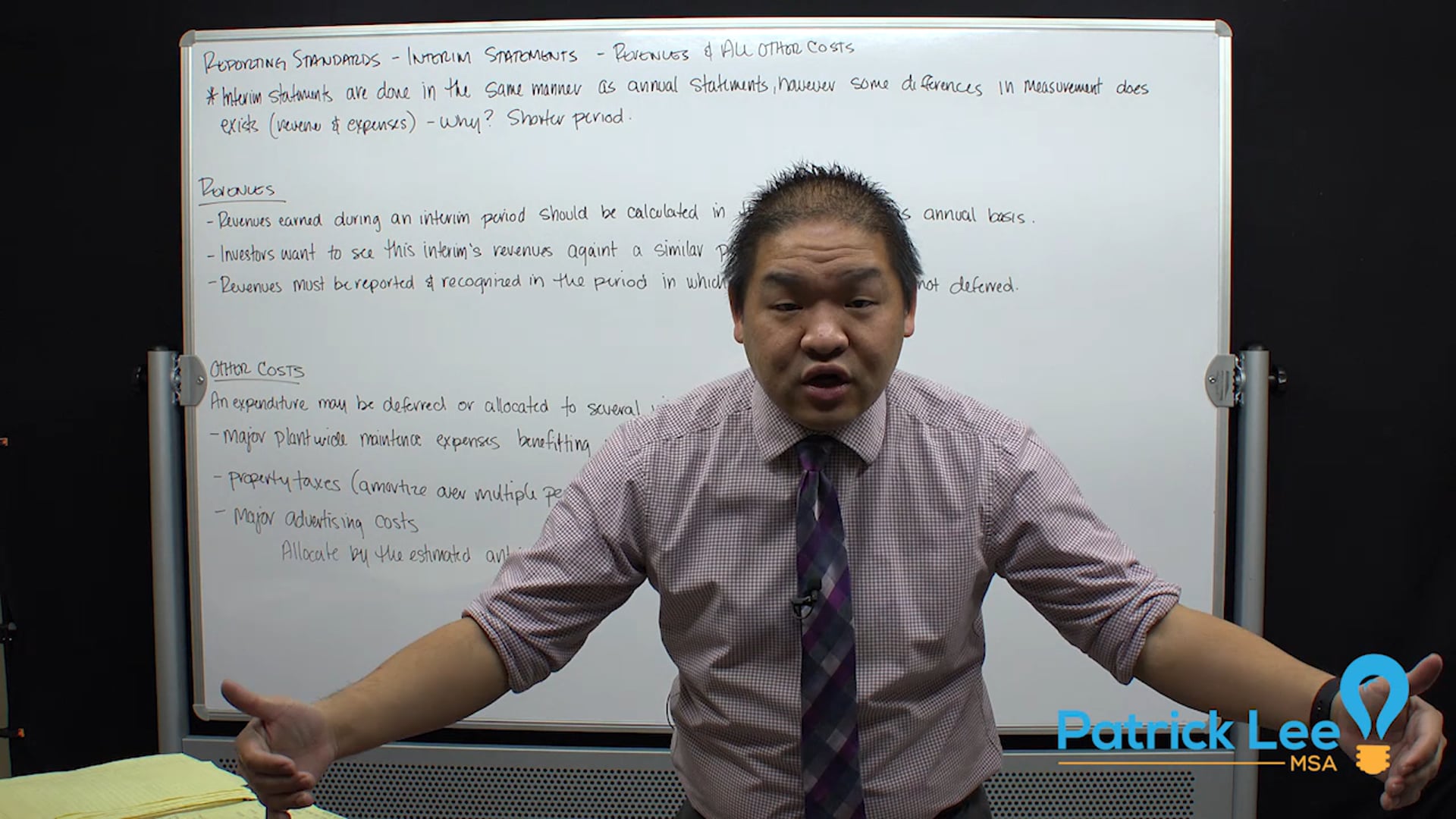 Lesson 9.7 - Reporting Standards - Interim Statements - Revenue & All Other Costs