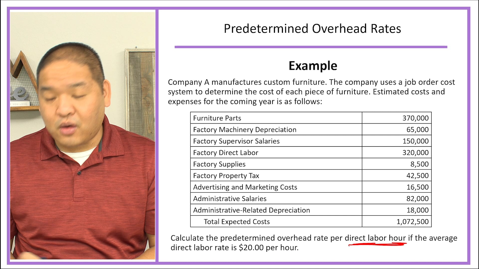 Lesson 2.6 - Example No. 2 - Predetermined Overhead Rates